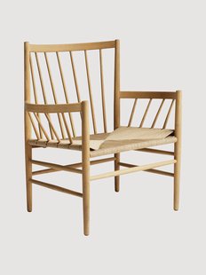 Handgeweven armstoel J82 van eikenhout