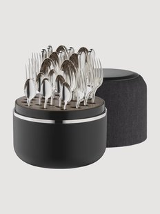 Handgemaakte hoogglans bestekset Alt-Chippendale met kistje, 6 personen, 24-delig