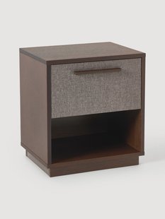 Houten nachtkastje Wisp met gestoffeerde voorkant