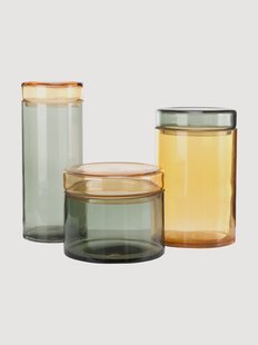 Mondgeblazen potten Chic met deksels, 3-delig