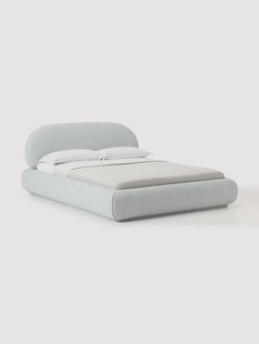 Boucl&eacute; gestoffeerd bed Alba met opbergruimte