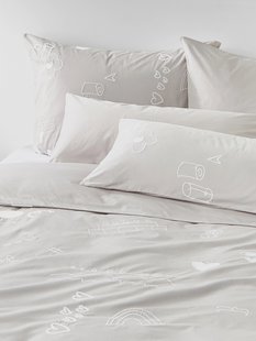 Westwing Crosby Studios, Katoenen dekbedovertrek Jouy met geborduurd patroon