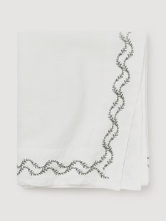 Handgeborduurde tafelkleed Ivy van gewassen linnen