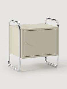 Metalen nachtkastje Robyn, met links- of rechtsdraaiende deur