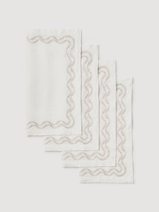 Handgeborduurde gewassen linnen servetten Ivy, 4-delig