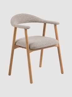 Boucl&eacute; eetkamerstoelen Addi met eikenhouten poten, 2-delig