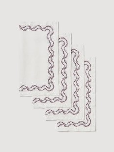 Handgeborduurde gewassen linnen servetten Ivy, 4-delig