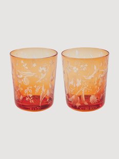 Mondgeblazen tumblers Scattered Flowers, 2-delig