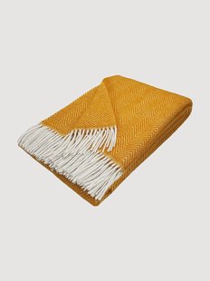 Wollen plaid Tyrol met visgraatpatroon en franjes