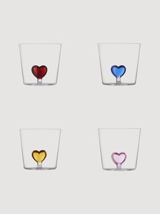 Handgemaakte tumbler Cuore borosilicaatglas, 4-delig