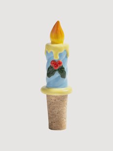 Handbeschilderde flesstopper Candle van dolomiet