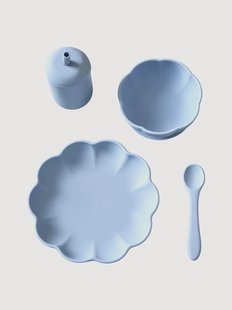 Kinderserviesset Little Poppy van silicone, 4-delig