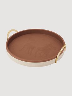 Rond leren dienblad Garrett