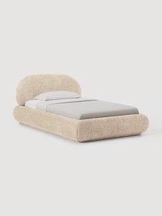 Gestoffeerd eenpersoonsbed Alba van teddy boucl&eacute;