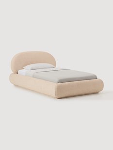 Boucl&eacute; gestoffeerd eenpersoonsbed Alba met opbergruimte