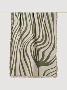 Omkeerbare katoenen plaid Alia met franjes