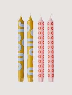 Dinerkaarsen Happy, 4-delig