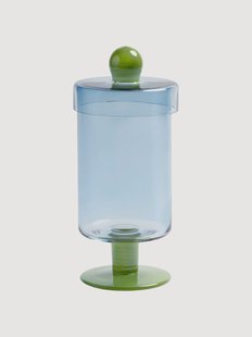 Handgemaakte hoge glazen opbergpot Duo