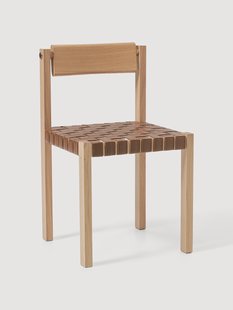 Houten stoel Liza met leren zitvlak