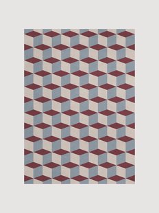 Handgeweven laagpolig wollen vloerkleed Mulberry Sky