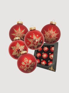 Handbeschilderde kerstballen Snowflake, 9-delig