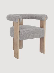 Boucl&eacute; eetkamerstoel met rubberhouten poten