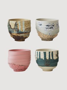 Handbeschilderde mokken Artist Ceramics, 4-delig