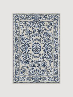 Wasbaar laagpolig vloerkleed Delphina in donkerblauw