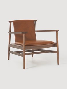 Armstoel Hayo van essenhout met leren zitvlak