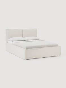 Boucl&eacute; gestoffeerd bed Dream met opbergruimte