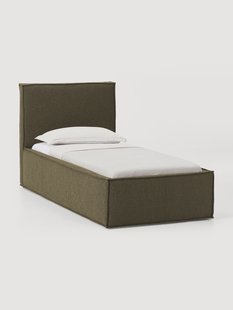 Boucl&eacute; gestoffeerd eenpersoonsbed Dream met opbergruimte