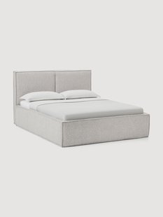 Boucl&eacute; gestoffeerd bed Dream met opbergruimte