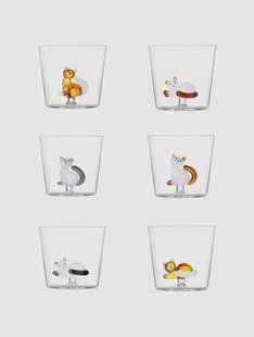 Handgemaakte tumblers Cats van borosilicaatglas, 6-delig