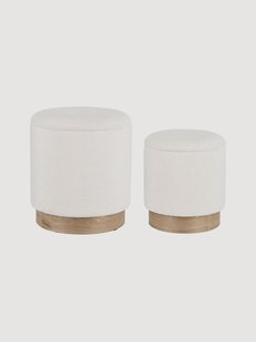 Boucl&eacute; opbergpoefs Zoya, 2-delig