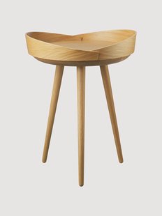Ronde bijzettafel Bakketop van eikenhout, handgemaakt