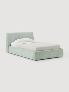 Gestoffeerd eenpersoonsbed Cloud met opbergruimte