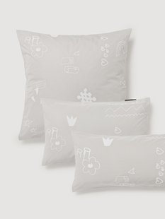 Katoenen kussenhoes Jouy met geborduurd patroon