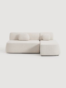 Hoekbankbed Pao van teddy-boucl&eacute; met opbergruimte