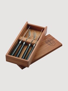 Bestekset Culture van edelstaal in bamboe kistje, 2 personen, 4-delig