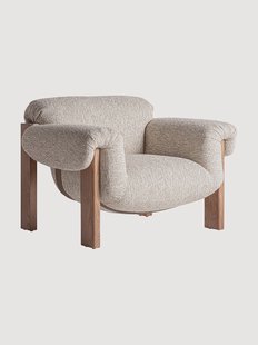 Gestoffeerde armleunstoel Uznach van rubberhout