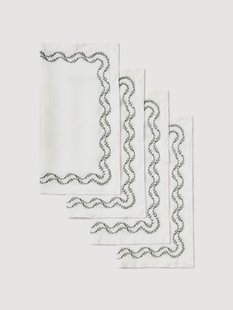 Handgeborduurde gewassen linnen servetten Ivy, 4-delig