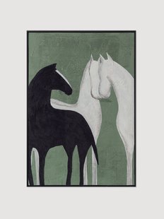 Handbeschilderde canvasdoek Contrast met houten frame