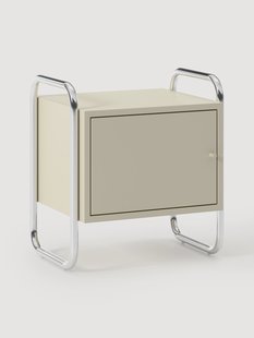 Metalen nachtkastje Robyn, met links- of rechtsdraaiende deur