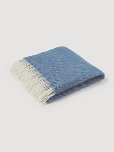 Wollen plaid Tyrol met visgraatpatroon en franjes