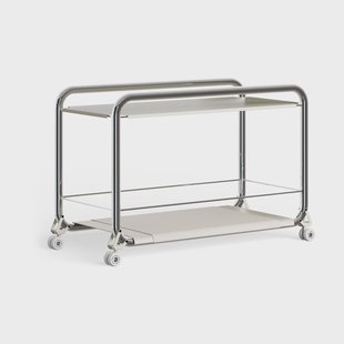 Lammhults Tension rolwagen Chroom - beige - beige leren mat