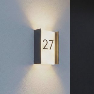 Lindby LED buiten wandlamp Selqa, huisnummer, antraciet, IP65