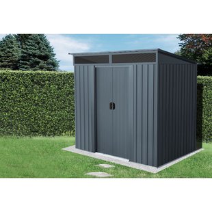 Metalen Tuinhuis Lüttich - Antraciet Mat - 195x151cm - Dubbele Deur - Met Lessenaarsdak