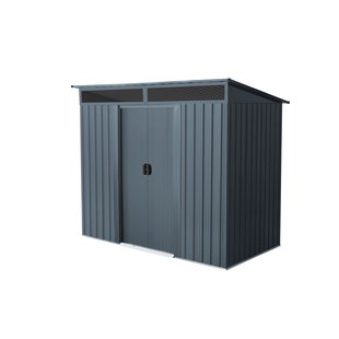 Metalen Tuinhuis Lüttich - Antraciet Mat - 238x132cm - Dubbele Deur - Met Lessenaarsdak