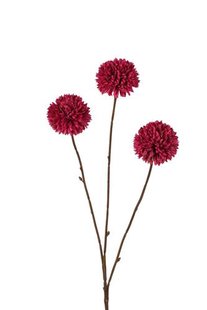 Kunstbloem Pompom x 3 - Donker roze - 78 cm