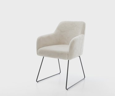 DELIFE Eetkamerstoel Greg-Flex pluchen crème-wit slipframe zwart pocketveer kern